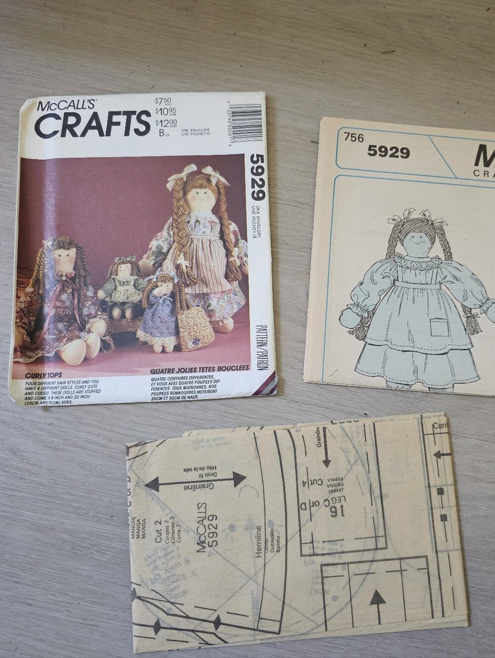 McCall's Crafts 5929 Doll Pattern Pack Vintage 1992